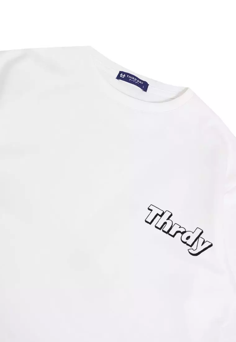 MTR25 kaos oversize tebal scuba pria distro "thrdy copic" putih