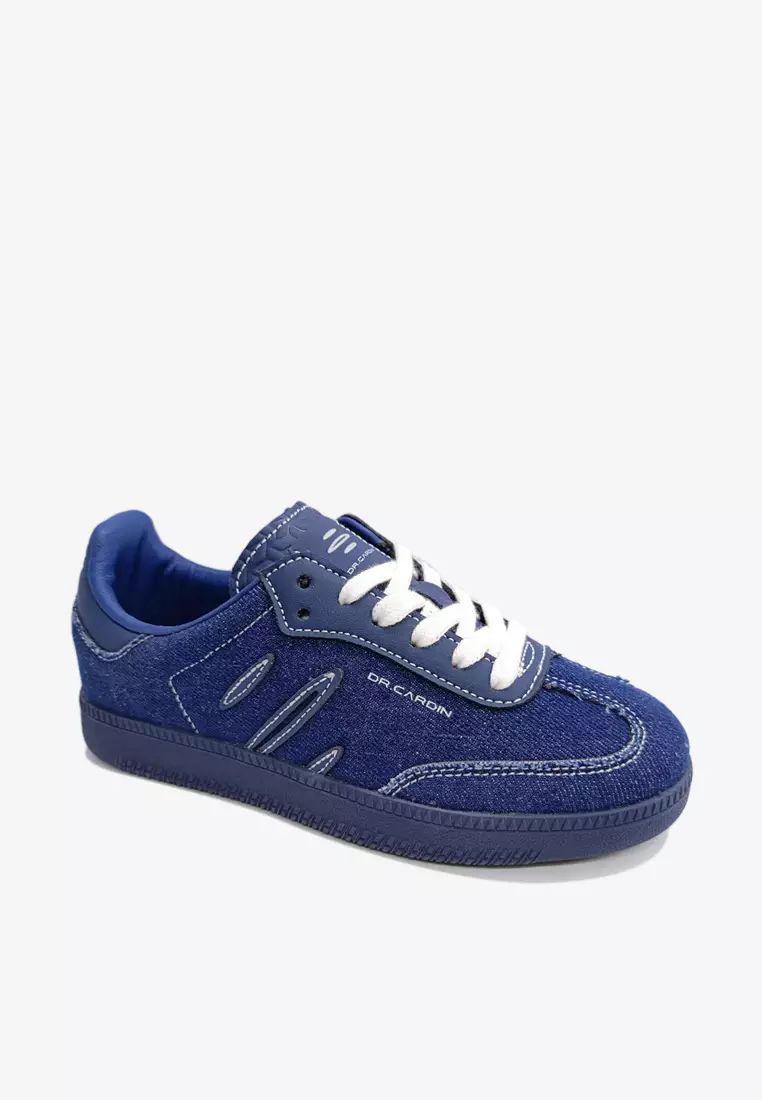 Dr Cardin The Origin: Heritage Collection Kids Laced-Up Sneaker K-RJ-100 | Denim/Faux Suede/Leather