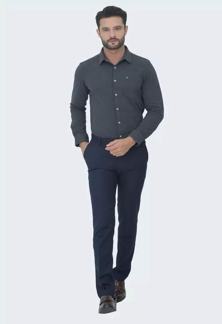 Johnwin - Kemeja Formal Pria - Model Basic - Katun Knitting - Lengan Panjang - Slim Fit - Milan Collection