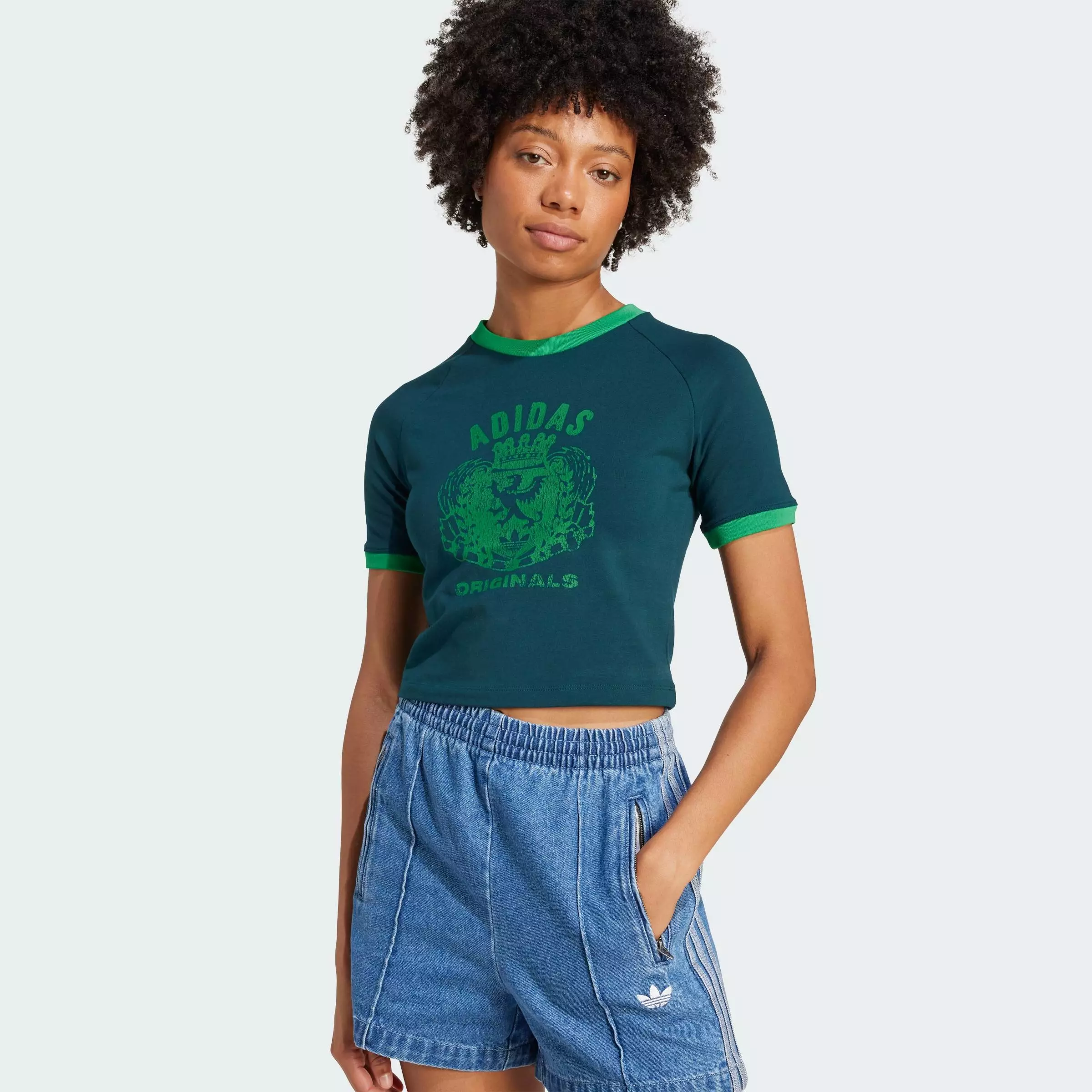 Lifestyle Graphic Crest Baby Tee Women Green JY2834