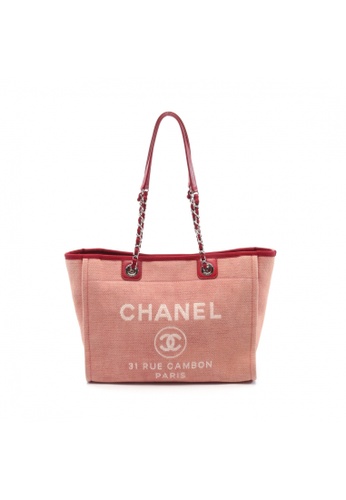 Buy Chanel Pre-loved CHANEL Deauville Chain Shoulder Bag Canvas Tote Bag  Genuine Leather Pink Red Silver Hardware 2023 Online | ZALORA Singapore