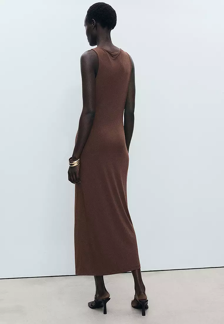 Draped Dress With Metallic Detail