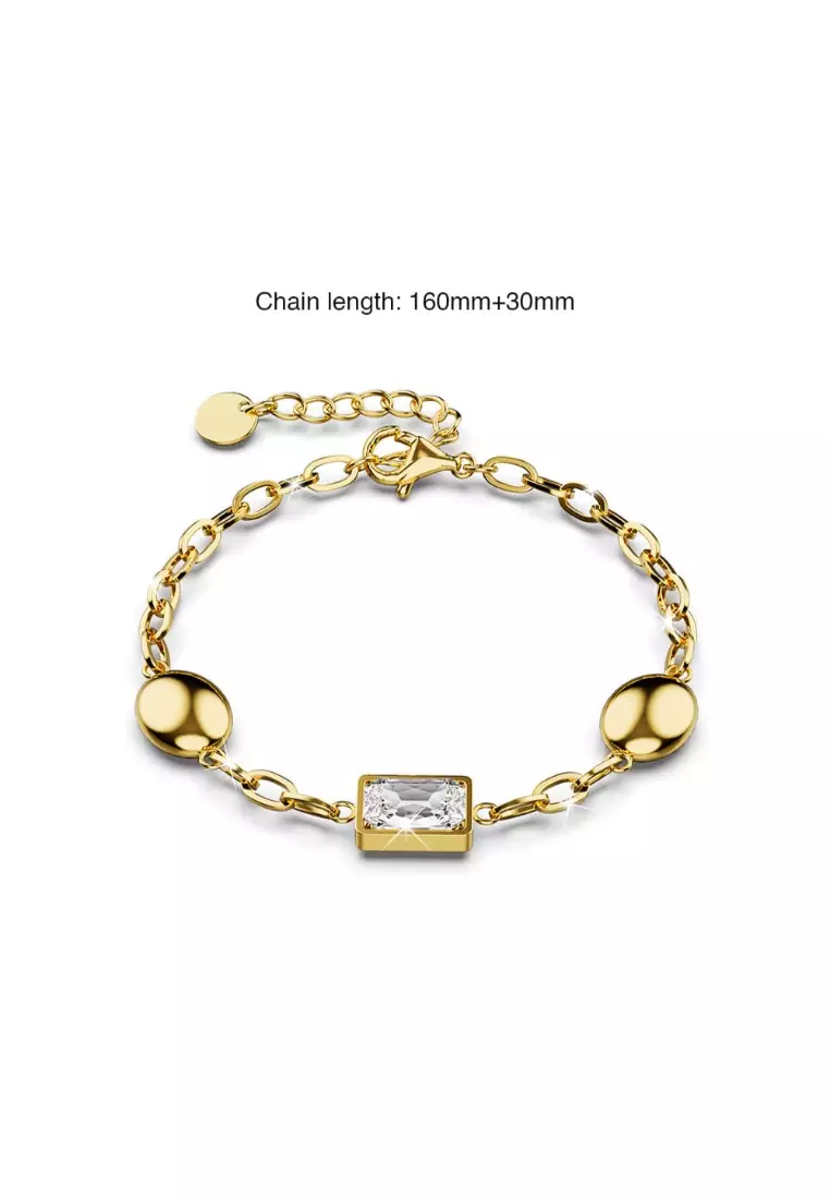 Oval Square Zirconia Bling Bracelet in Gold