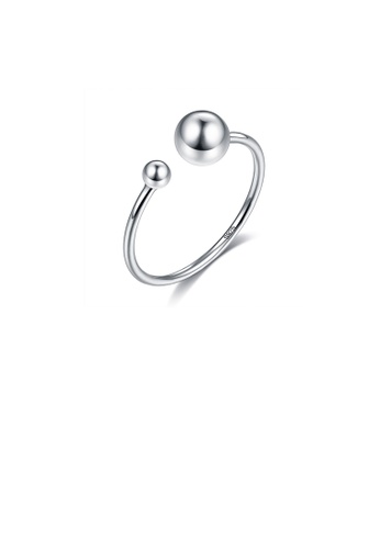 Glamorousky silver 925 Sterling Silver Simple Fashion Round Bead Adjustable Opening Ring 6617DACBBF982BGS_1