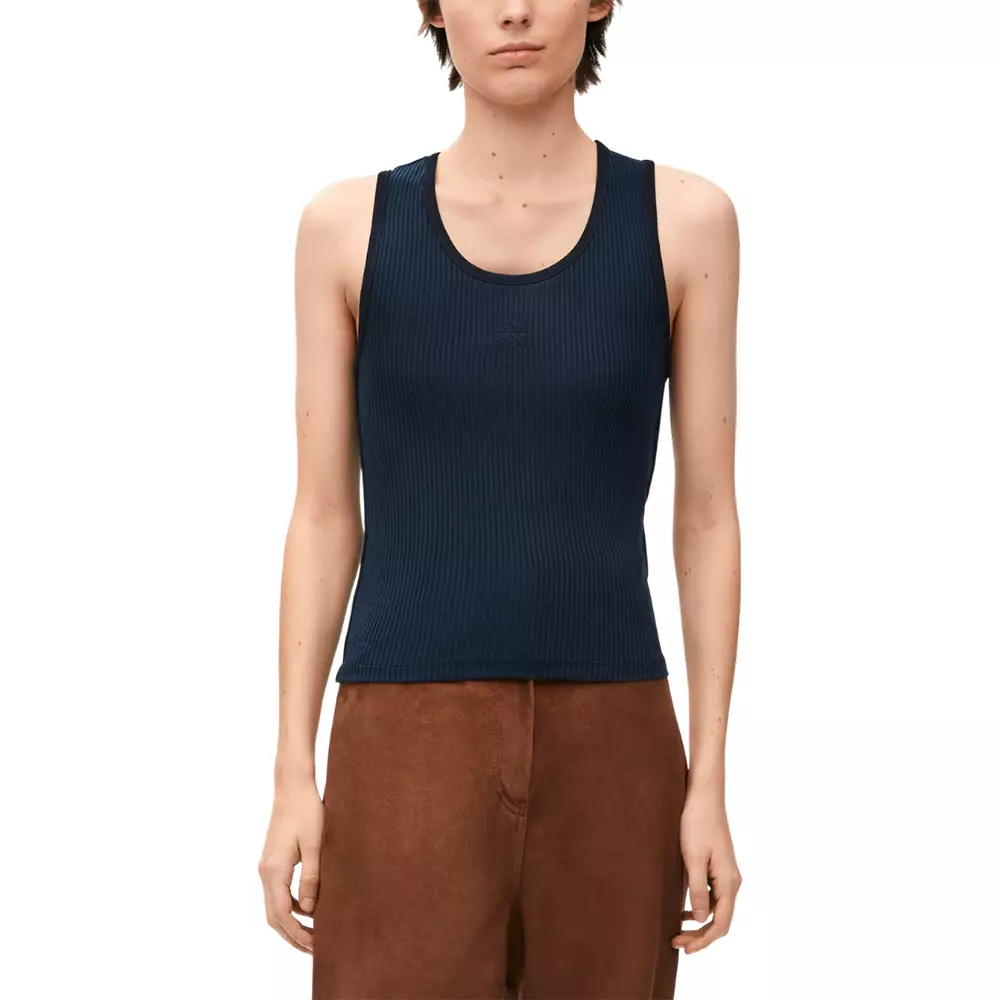 Anagram Tank Top Lightweight Ribbed Silk Deep Marine