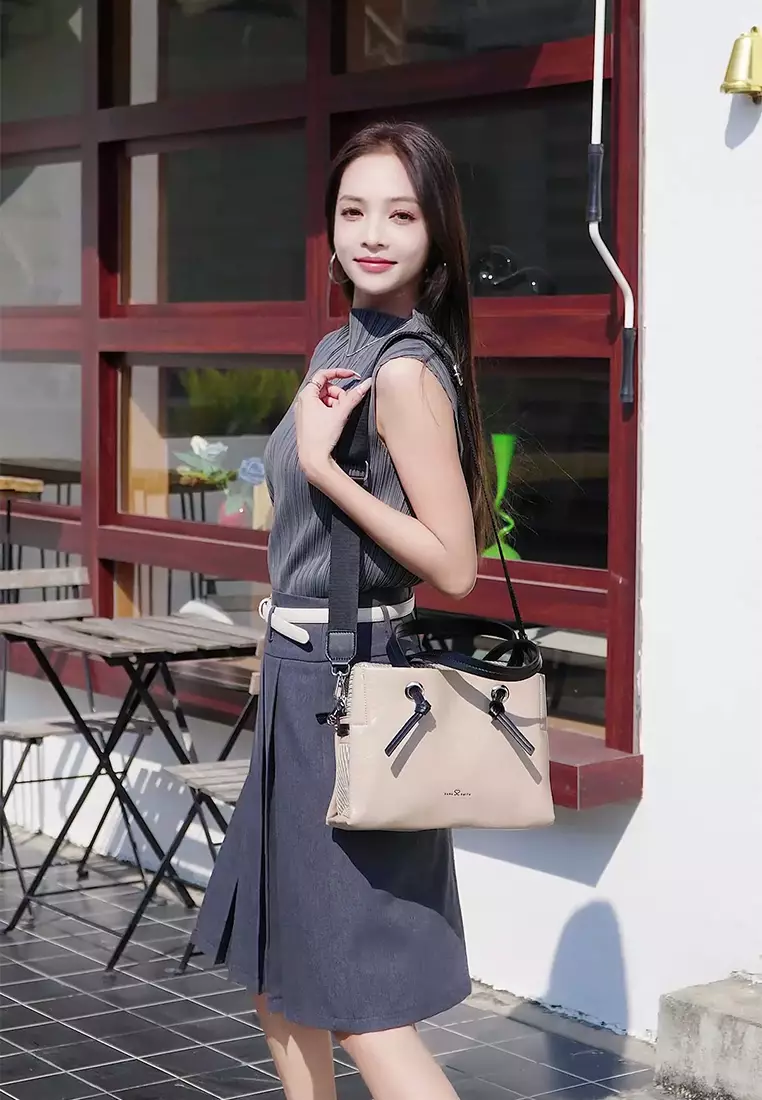 Women's Top Handle Bag / Sling Bag / Crossbody Bag (Tas Selempang / Tas Tangan) - Cokelat