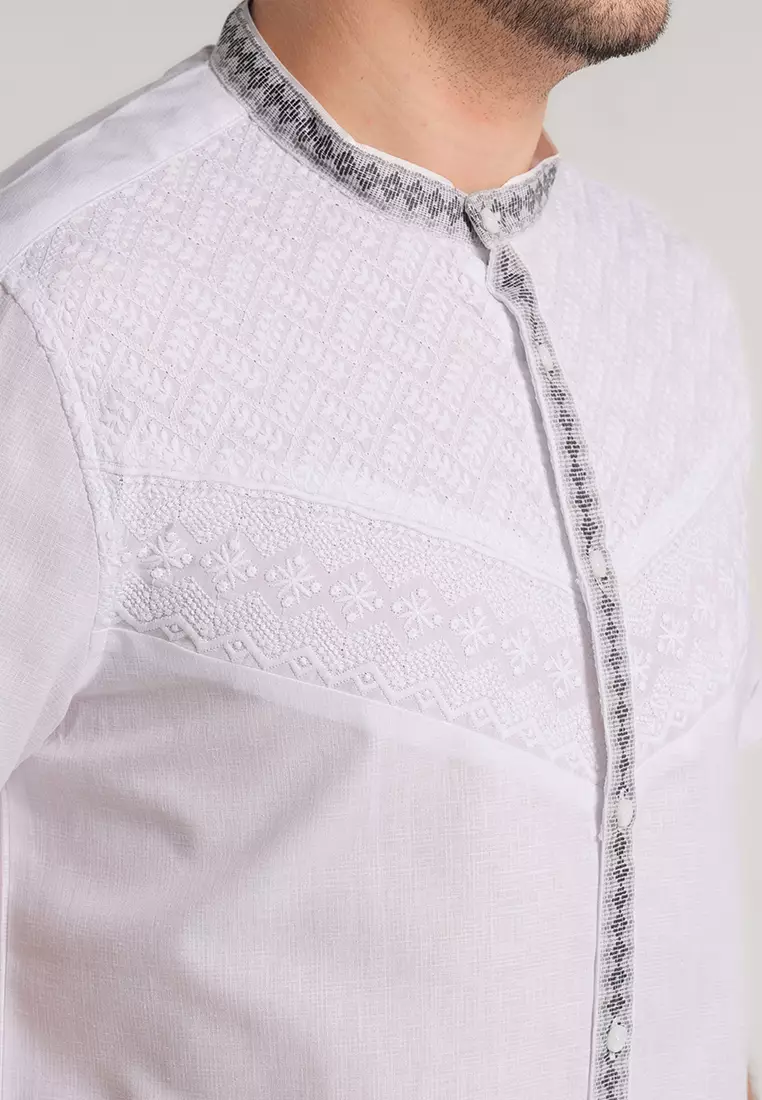 MOC Kemeja Koko Lengan Pendek Pria Majid - White