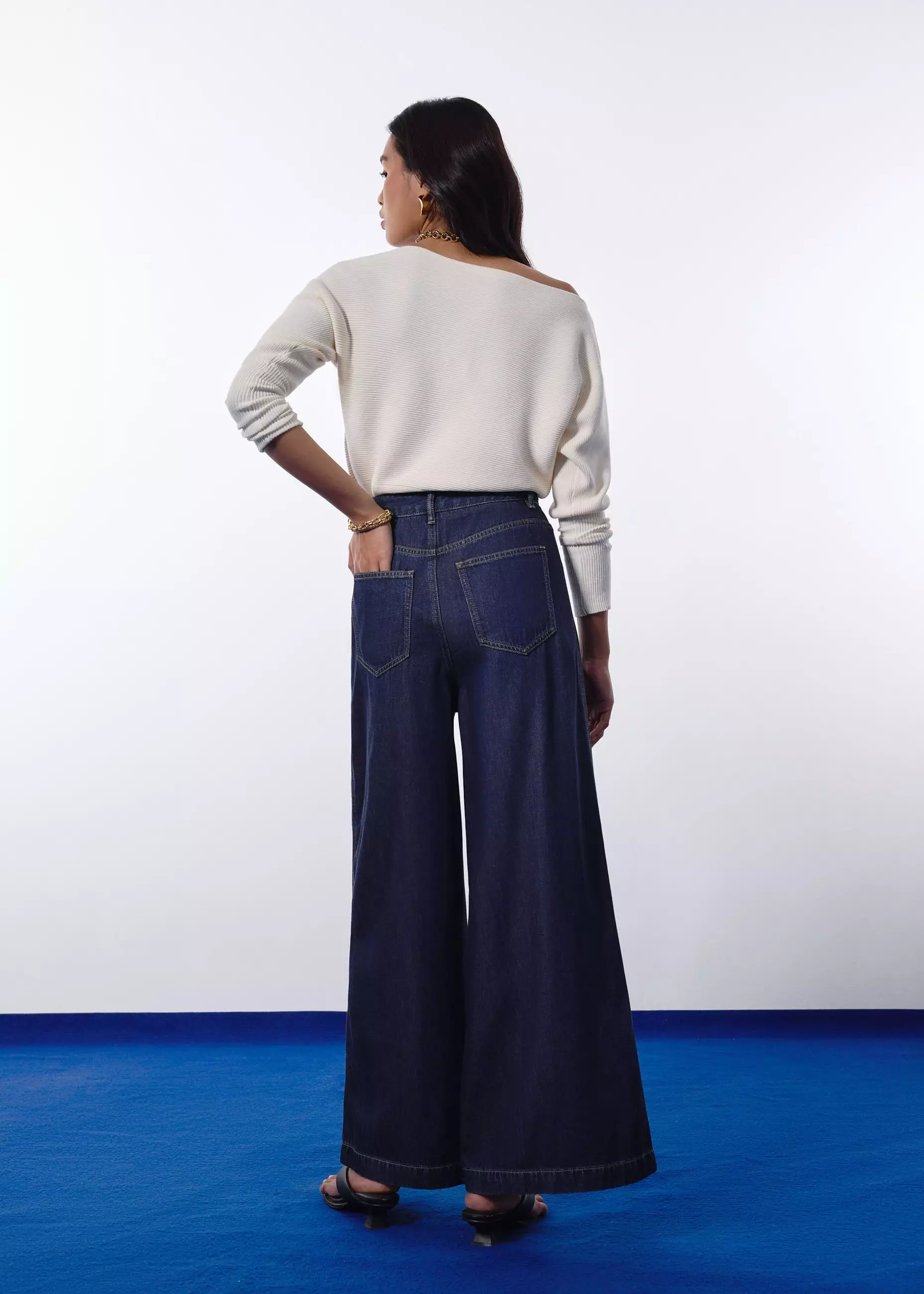 Celana Panjang Wanita - Leggy™ Denim High Waist Wide Leg Jeans