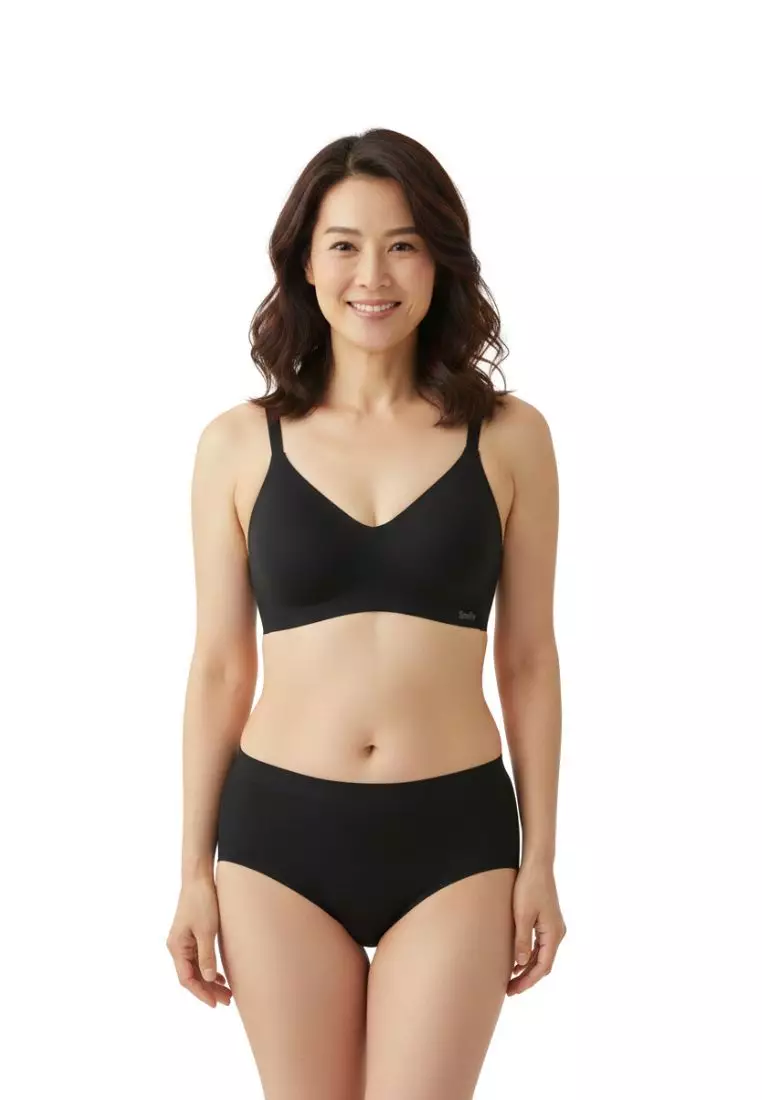 Special Bundle Premium Melanie Seamless Wireless Padded Support Bra in Black and Dayana Panty in Black