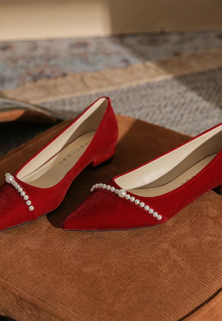 2.5CM Beaded Suede Low Heels IF21004