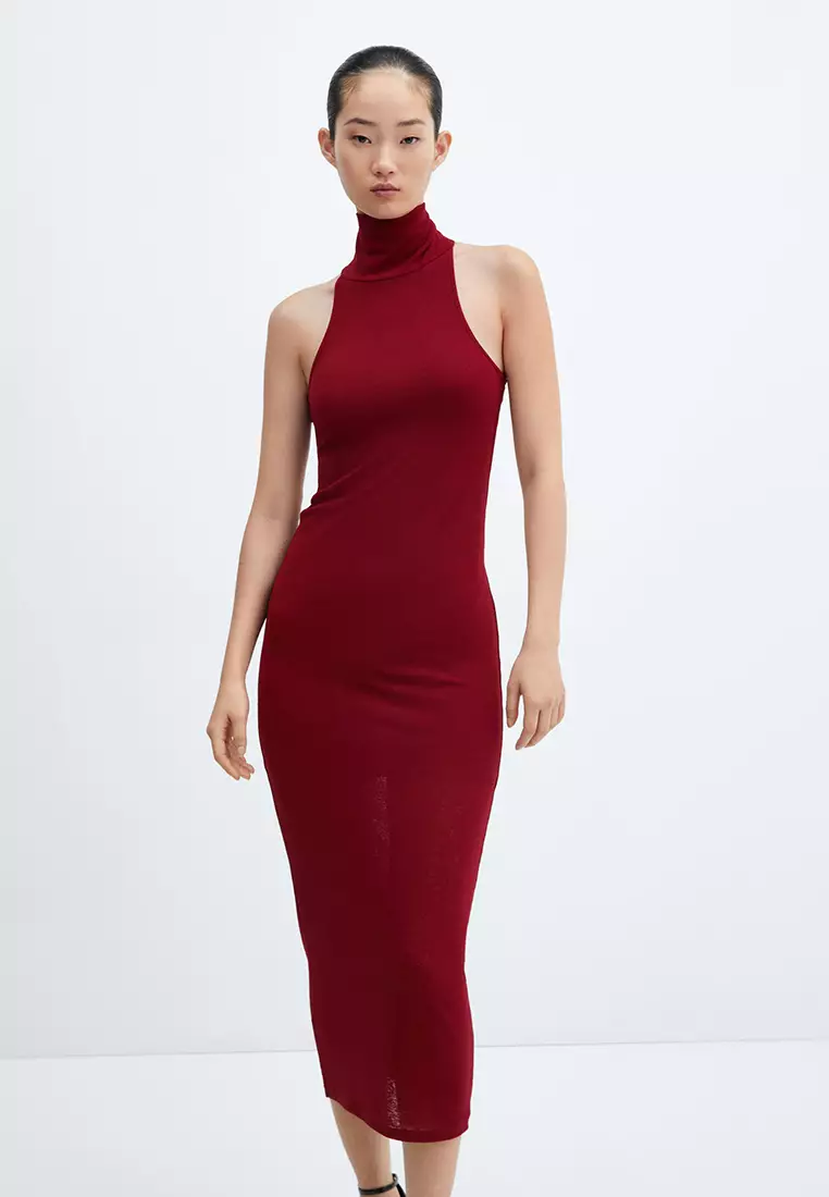 High Neck Midi Dress