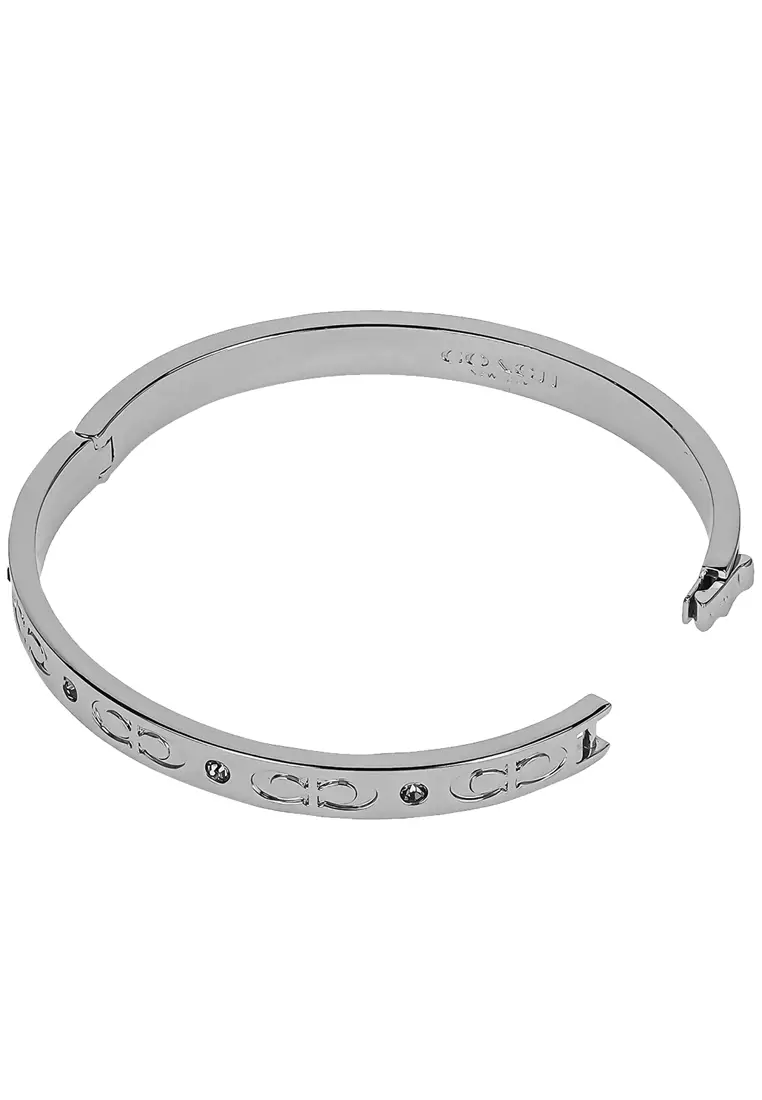 Signature Hinged Bangle Bracelet in Silver CX769