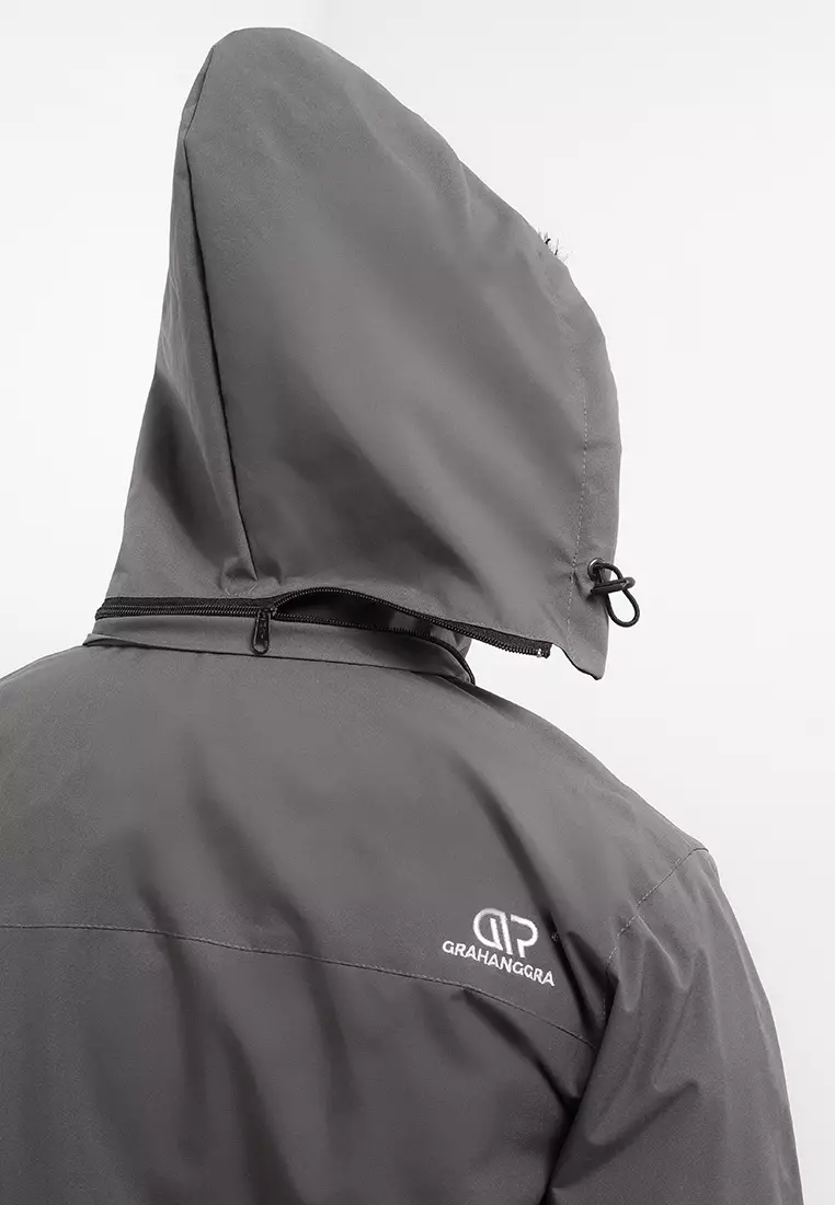GRAHANGGRA Jaket Waterproof Vasili Hoodie Bisa Dilepas Pasang - Grey