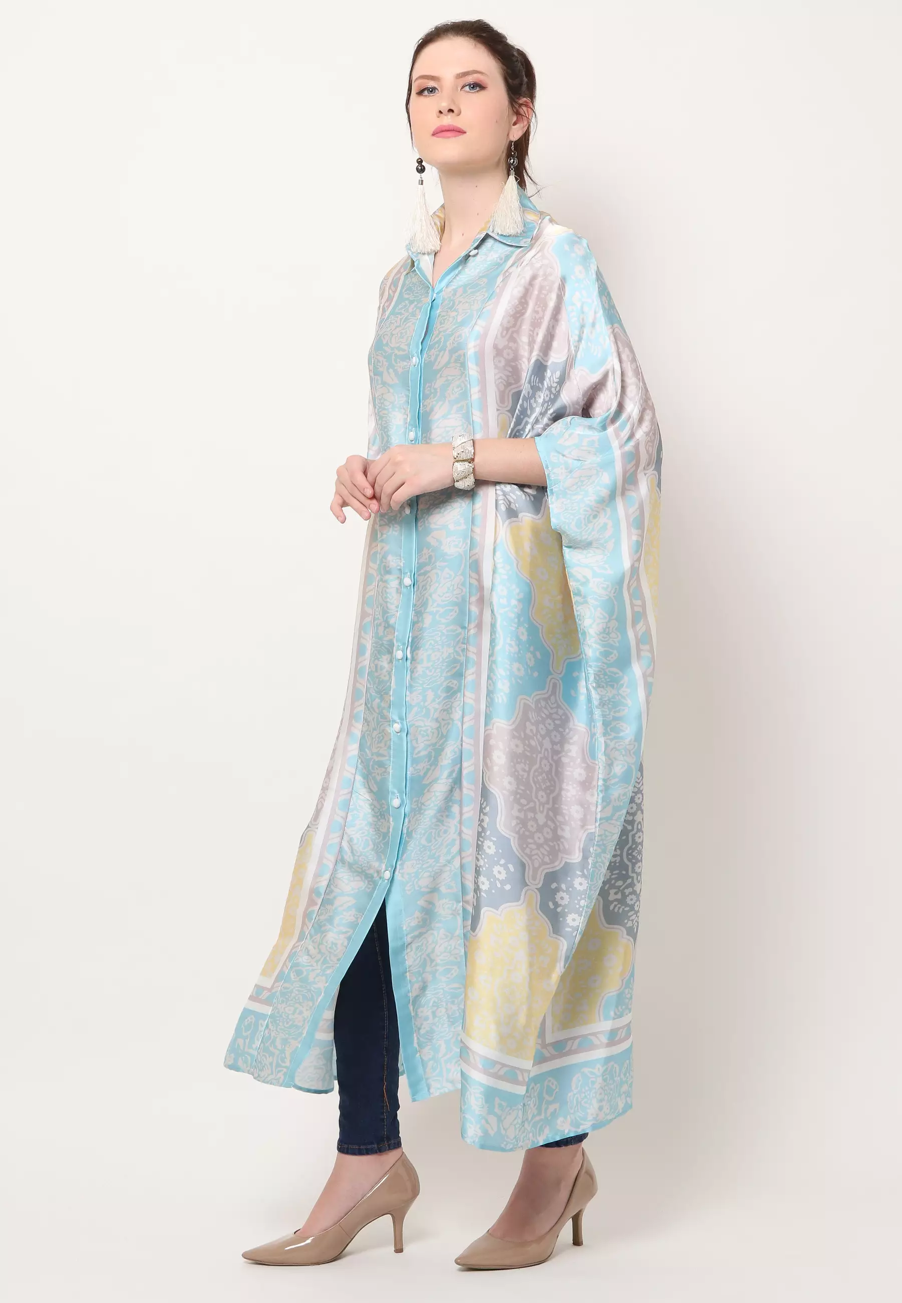 Kanzi Classic Collared Kaftan Modern Blue