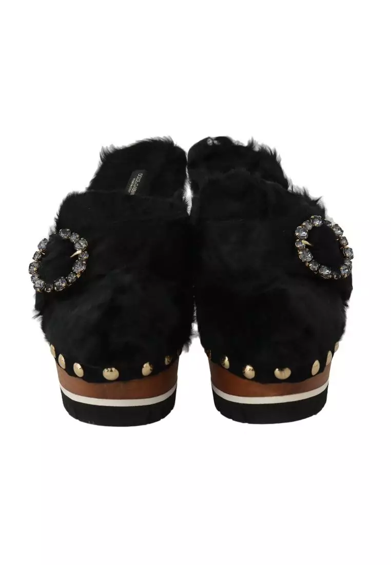 Buy Dolce Gabbana Dolce Gabbana Black Xiangao Fur Crystal