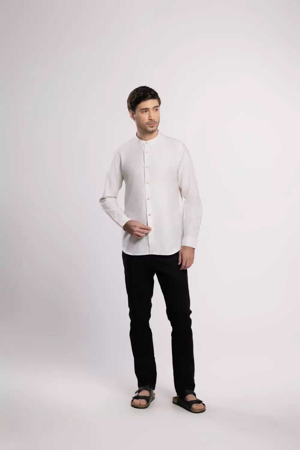 MOC x Habib Jafar Kemeja Shanghai Lengan Panjang Pria Faiz - Beige