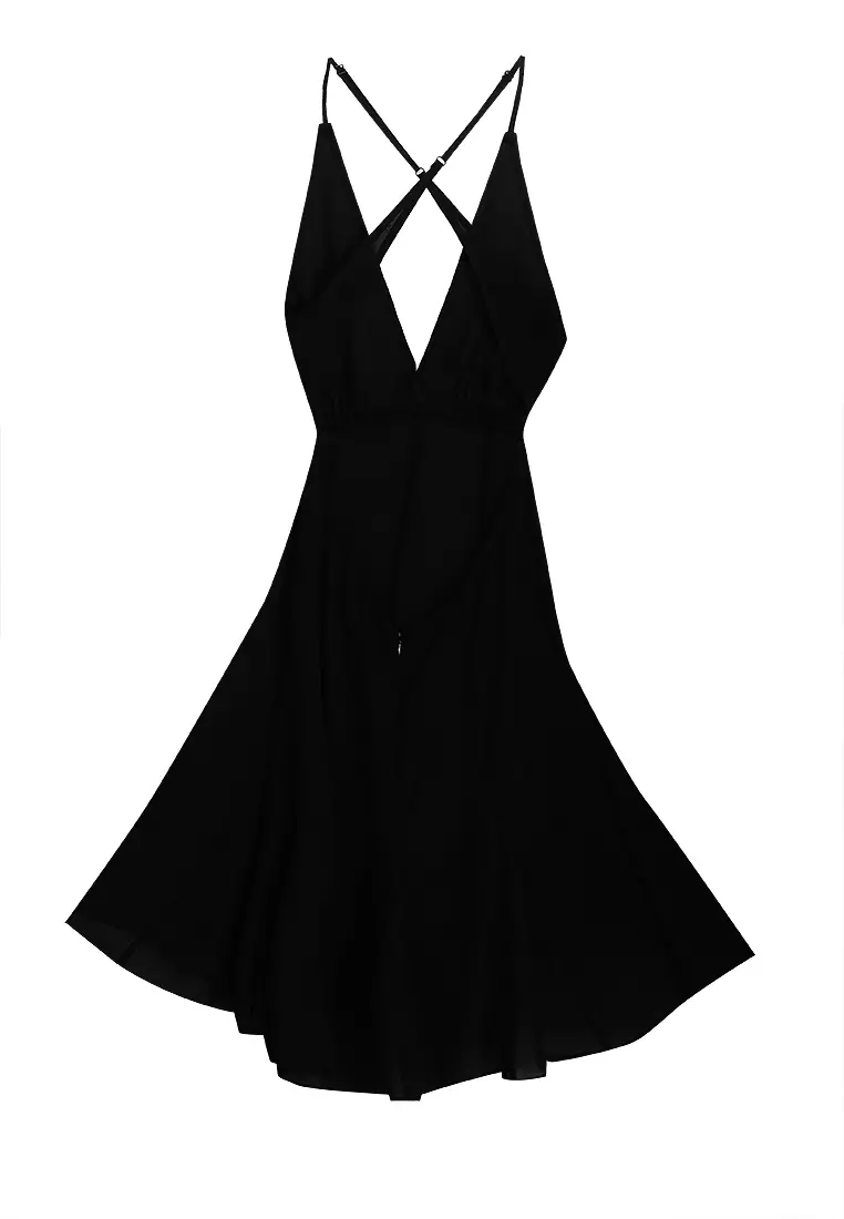 Strappy Mini Dress With Godet Skirt