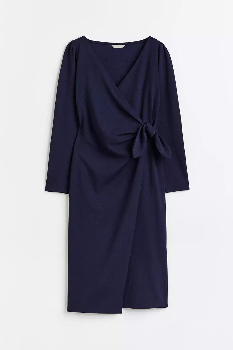 H&m navy hotsell wrap dress