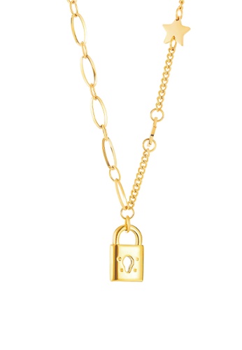 CELOVIS gold CELOVIS - Stardom Lock Pendant Necklace in Gold 13241ACFFFE049GS_1