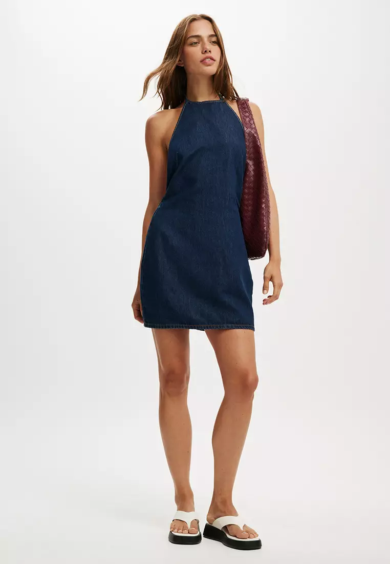 Halter Denim Mini Dress