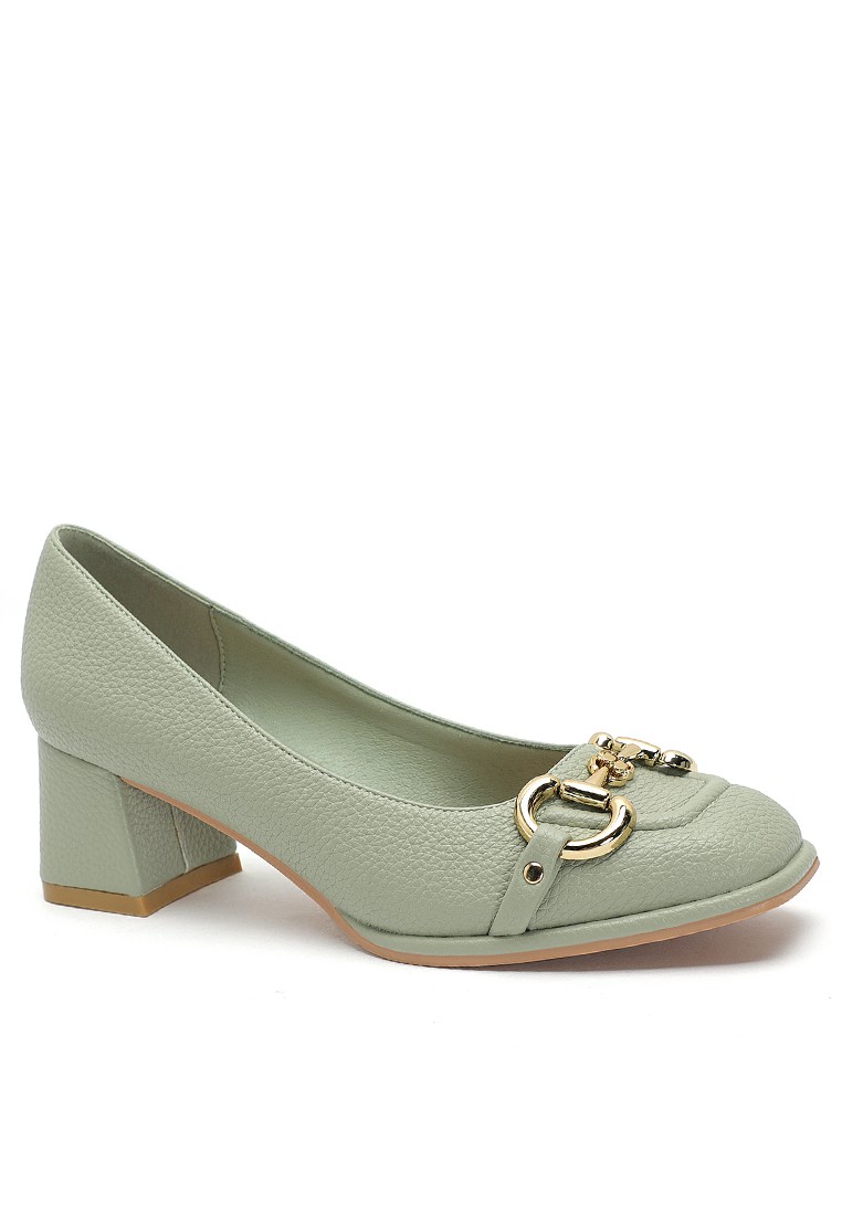 5.5CM Horsebit Buckle Microfiber Leather Pumps 595-8