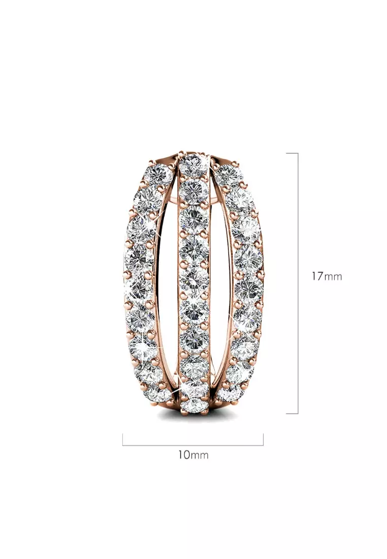 Three-Row Latch-Back Earrings Embellished with SWAROVSKI® crystals-Row Latch