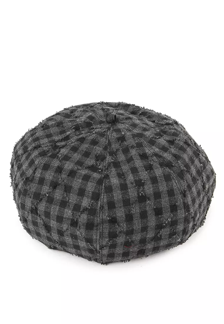 Ripped Checkered Beret