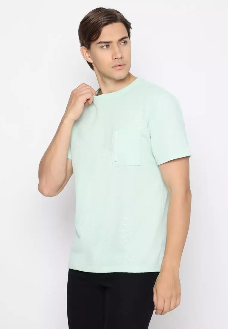 MATSUDA Kaos Polos 24S Texture Honeycomb T Shirt Saku Zipper Koka