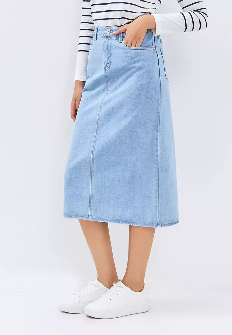 C2 Zissel Blue 7/8 Skirt Denim Wanita