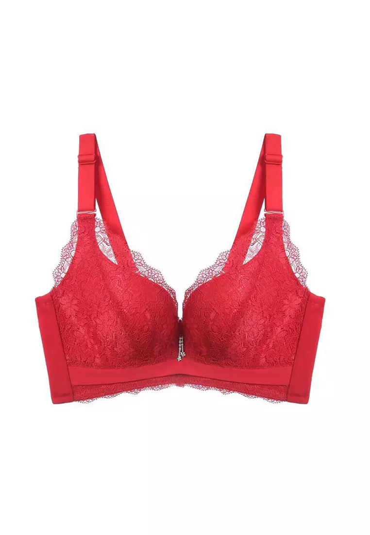 Buy ZITIQUE Women's Sexy Floral Embroidered Push Up Lace Bra - Red