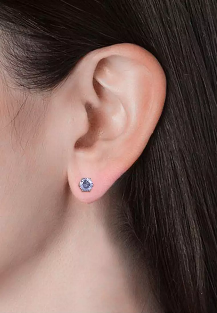 Birth Stone Earring June Alexandrite WG - Anting Crystal Swarovski by Her Jewellery