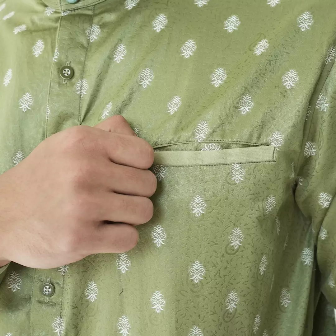 Casella Baju Koko Pria Lengan Panjang | Baju Koko Batik Syam 9983 Army