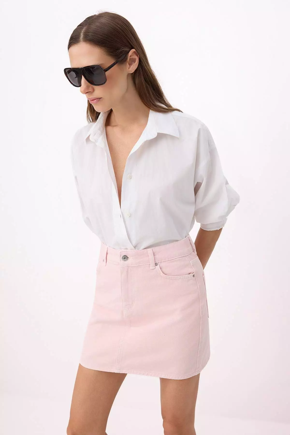 Pink Mini Denim 1% Cotton Skirt Twoss26Et7