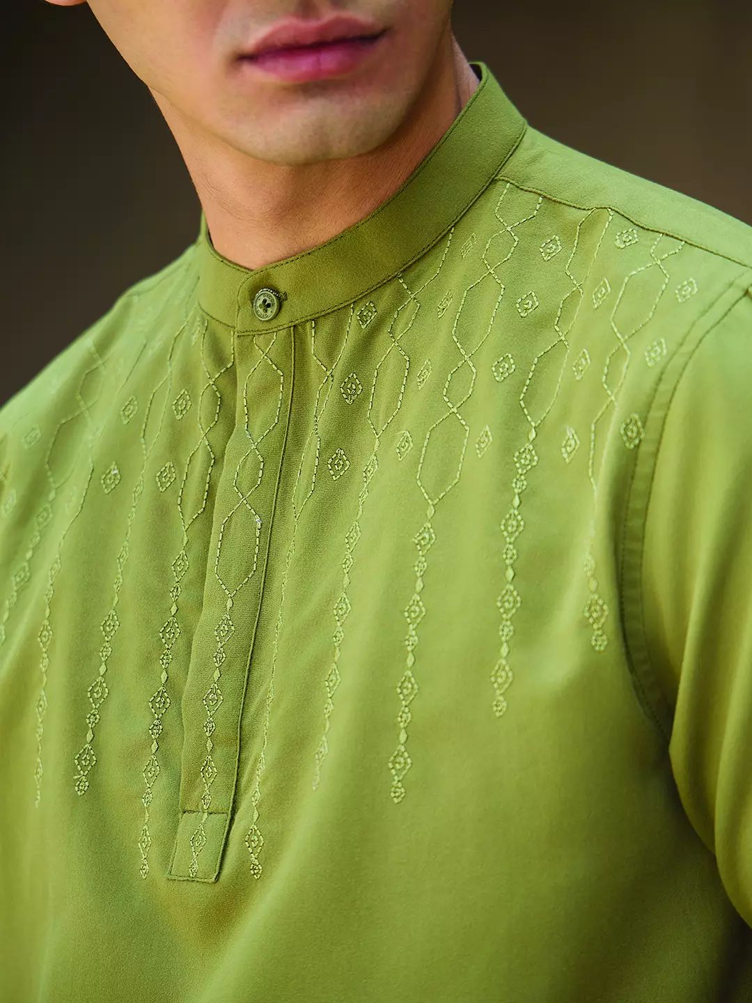 OXCON Kemeja koko Tangan Pendek Bordir Baiq Green