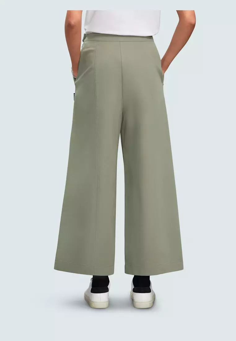 Women's Grey Cotton Wide Leg Pants
