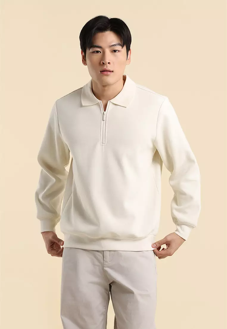 Dress Code Relaxed Textured Half Zip Sweatshirt