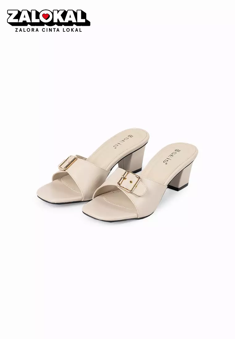 SEIS Iris Sandal Heels Wanita Hak 5 cm - CREAM