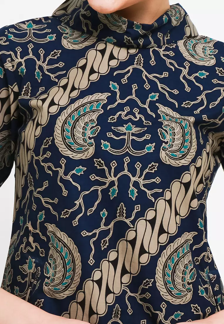 BATIK TALENTA EXCLUSIVE batik wanita blous navy w341
