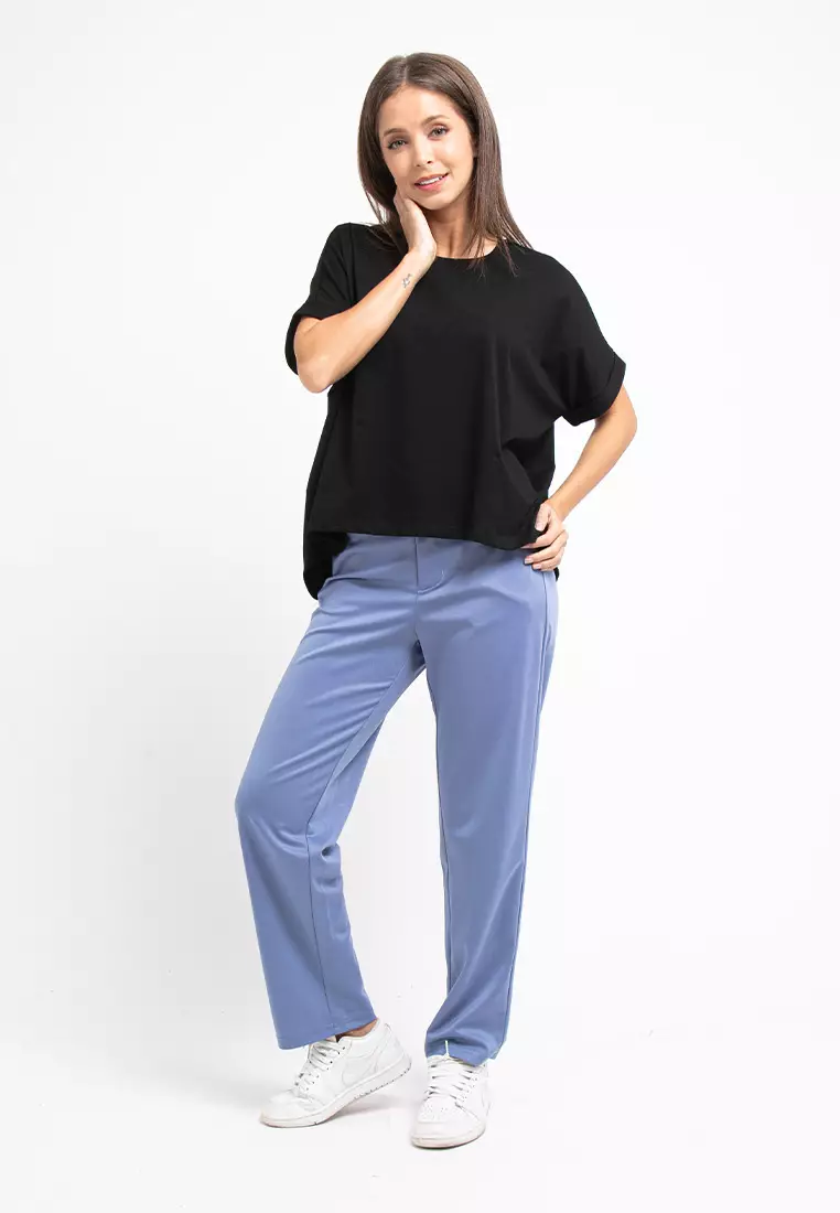 Forest Ladies Pant Roman Straight Cut Casual Long Pants Women - 810470-36GreyBlue