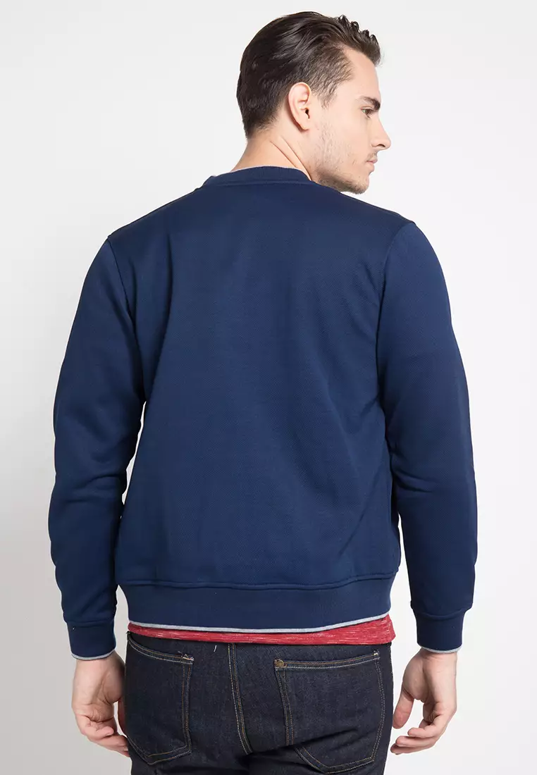 Jacket CVC Bomber "Navy" \with Silver Stripe\