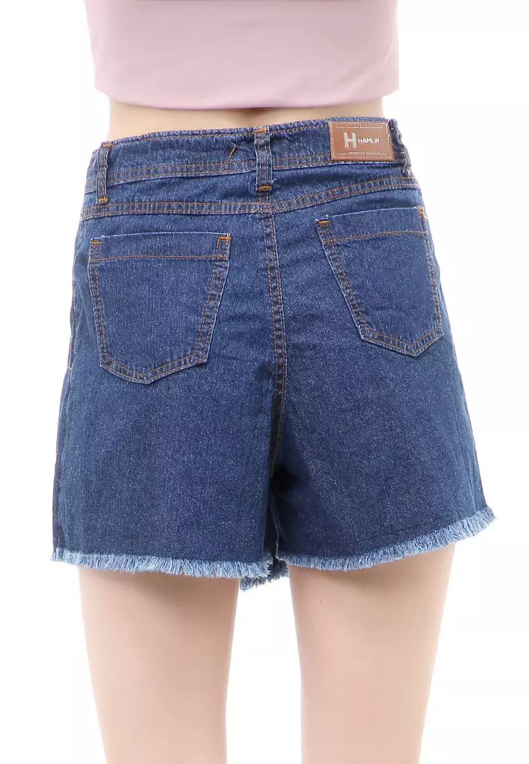 Madoc Short Skirt Pants Rok Celana Pendek Kasual Wanita Stylish Material Denim ORIGINAL - Dark Blue