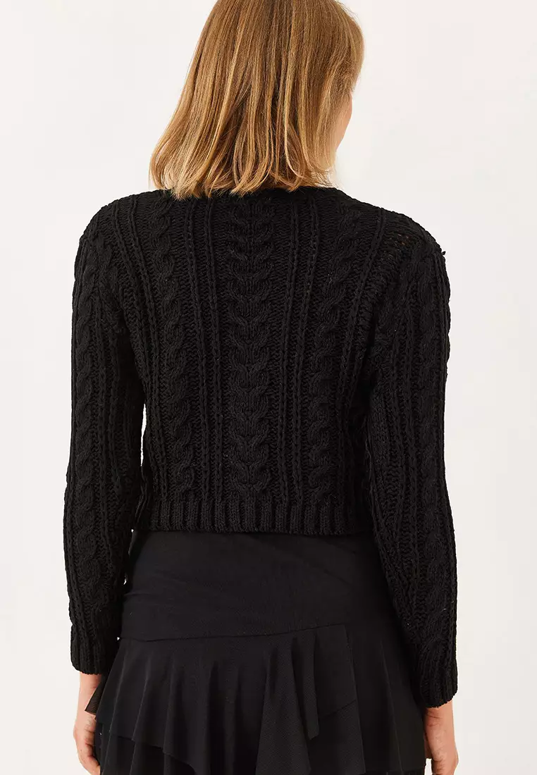 Women's V-Neck Hair Braided Knitwear Cardigan 20246853