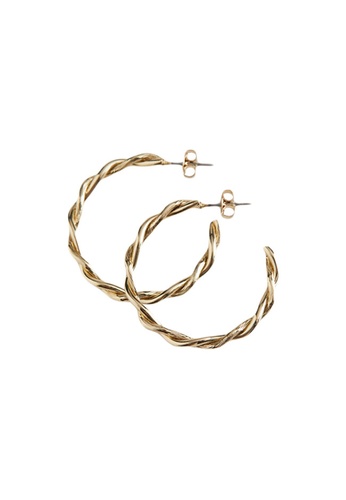 & Other Stories gold Braided Open Hoop Earrings FB002AC69BF6DFGS_1