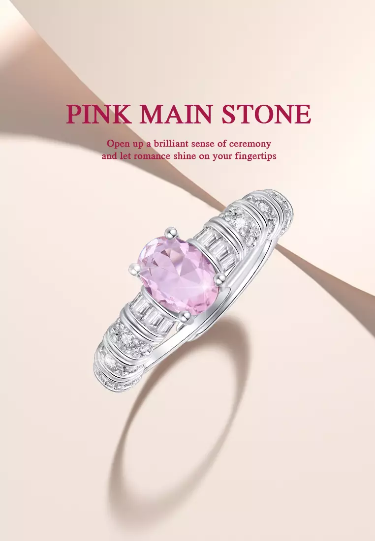 Cincin Wanita Jewelery Original Korea Style Berlian Pink Zirconia Ring