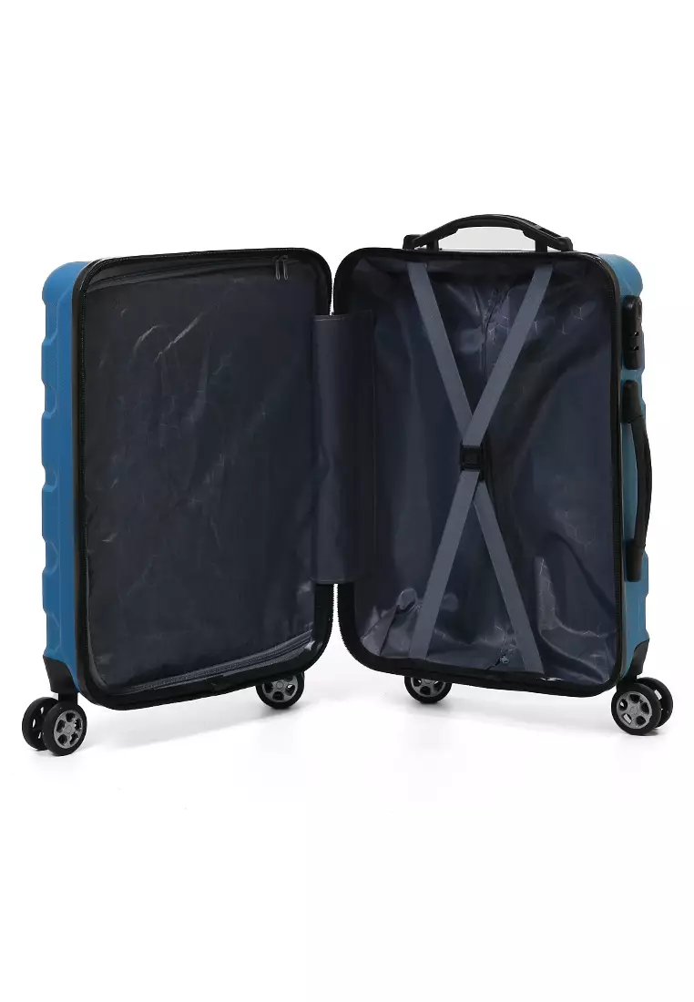 Carlton Koper Hardcase Unisex Size 20 Inch Tas Travel Combination Lock Large Compartment Material ABS+PVC Coated ORIGINAL - Light Blue