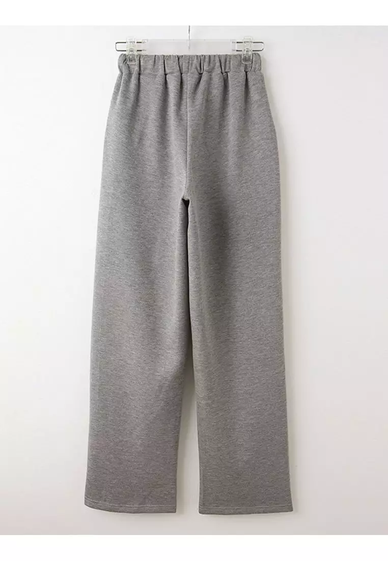 Solid Color Air-Cotton Jogger-Style Wide Straight Pants with Elastic Waist [BA7663]
