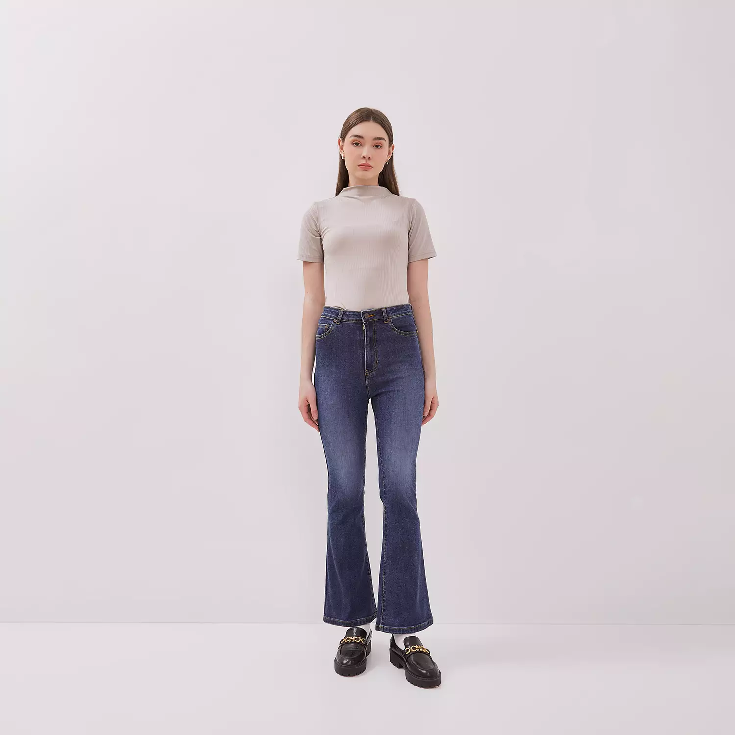 DUST Celana Vintage Cutbray Jeans Adisti Medium Dark Blue (D. 3830)