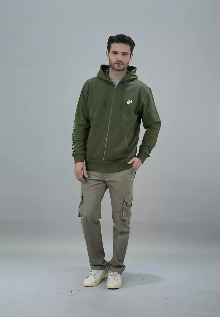 LGS Street - Jaket Hoodie Resleting - Hijau Army - Street Wear - SH.10.H028.019.C