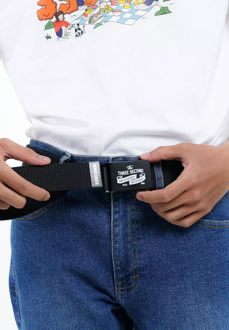 3Second Men's Webbing Belt Beat of Youth OL-040425
