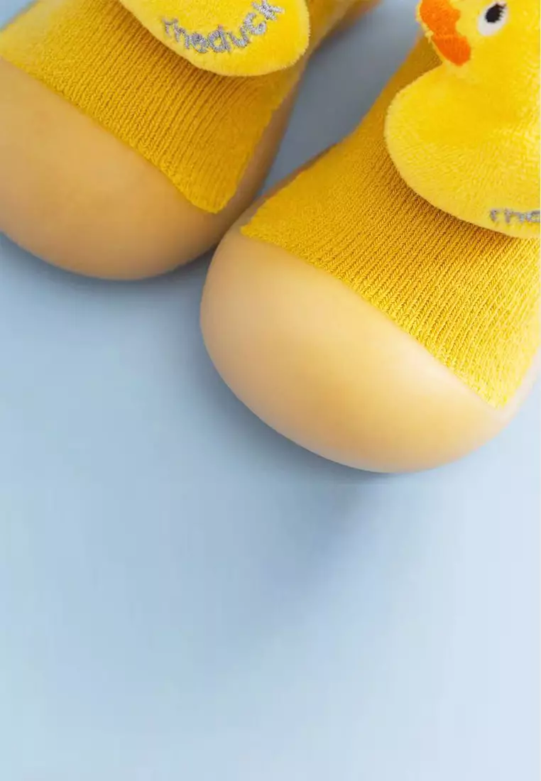 Kaos Kaki Sepatu Bayi Prewalker Anak Anti Slip Motif Karakter Boneka 3D Alas Karet Import Venrc Bebek Kuning